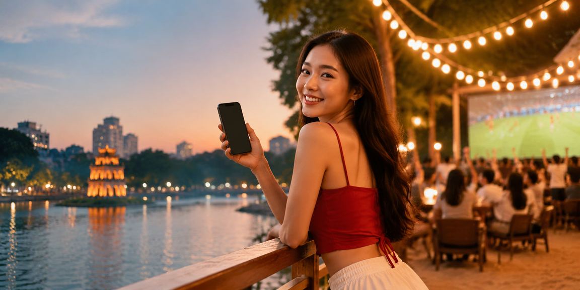 Người dùng Sài Gòn mở app casino y2t trên điện thoại trong môi trường đô thị